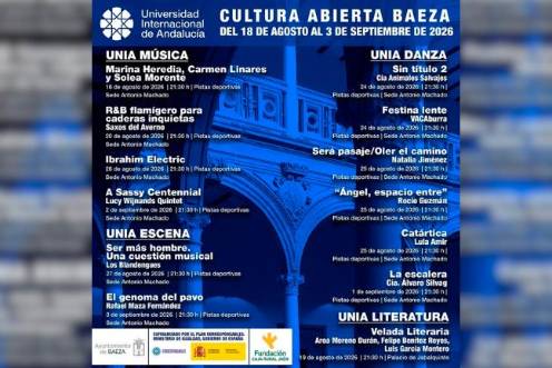 <i>Cartel de la programación Cultura Abierta en la UNIA en la Sede Antonio Machado. / UNIA. </i>