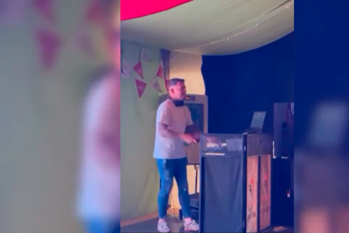 <i>Spartaco DJ durante su sesión en la Feria de San Lucas 2025 en la caseta de Diario JAÉN. </i>