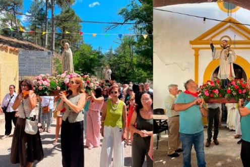 <i>A la izquierda la Virgen de Fátima y a la derecha San Francisco Javier durante la procesión. / Álvaro Guzguti / Diario JAÉN. </i>