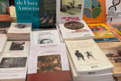 <i>Algunos de los títulos llevados por la Universidad de Jaén a la Feria del Libro de Jaén.</i>