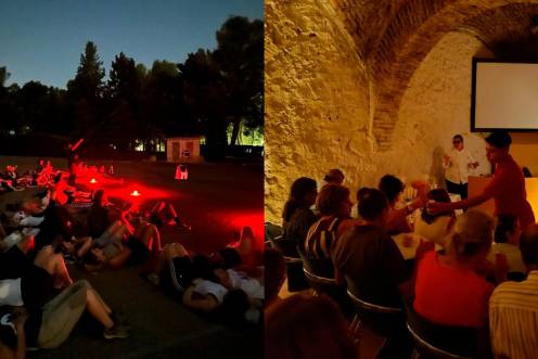 <i>A la izquierda ruta estelar y a la derecha actividad gastronómica en el Castillo de Santa Catalina. / Ayuntamiento de Jaén. </i>