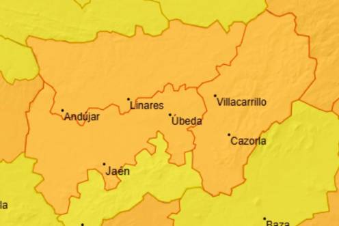 <i>Mapa de la nueva ola de calor en la provincia. / Aemet. </i>