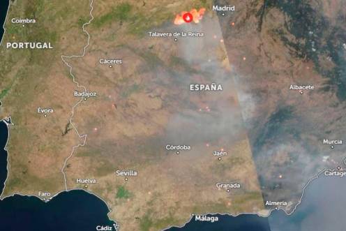 <i>Humo presente en varias zonas de Andalucía procede de los incendios del centro del país. / Plan Infoca.</i>