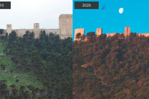 <i>Dieciséis años separan una fotografía de la otra, con evidente crecimiento de la vegetación en la zona. / Agustín Muñoz / Diario JAÉN.</i>