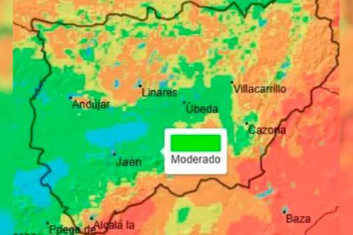 <i>Mapa del riesgo de incendios en la provincia de Jaén. / Aemet. </i>