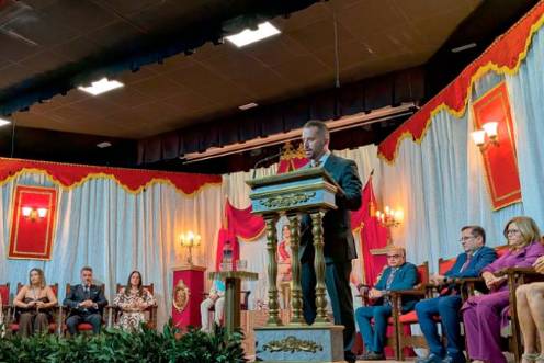 <i>Pedro Garrido durante el Pregón de las fiestas. / Isabel de la Paz / Diario JAÉN. </i>