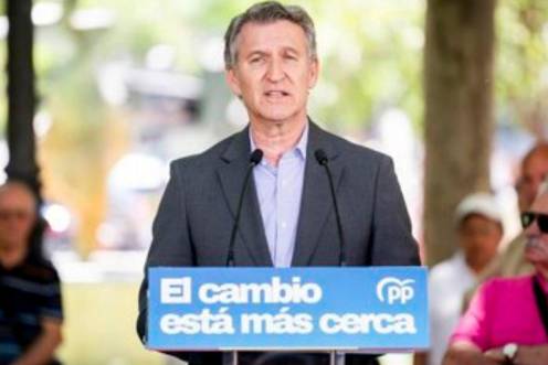 <i>El presidente del Partido Popular, Alberto Núñez Feijóo, durante un encuentro del PP, a 28 de mayo de 2026, en Leganés. / Europa Press.</i>