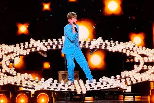 <i>Lucas Paulano en su primer ensayo individual en el Festival de Eurovisión Junior 2026. / RTVE.</i>