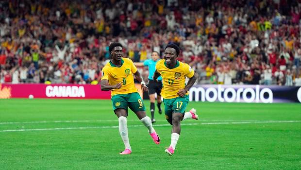 <i>Celebración de uno de los dos goles de Australia frente a Turquía. / Darryl Dyck / Canadian Press via Z / DPA.</i>