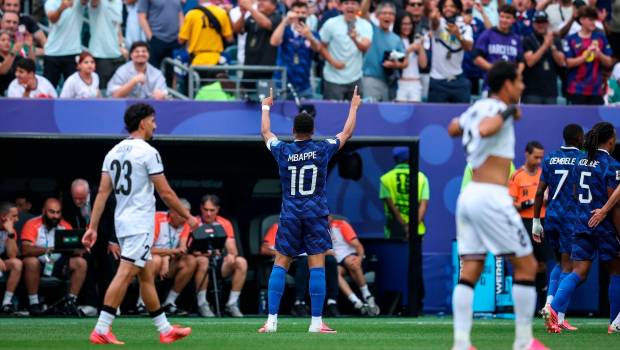 <i>Kylian Mbappé celebra el 1-0 en el Francia-Irak del Mundial 2026.</i>
