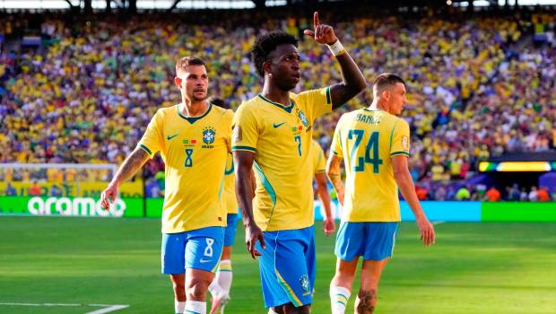 <i>Vinícius celebra el gol frente a Marruecos. / AFP7 / Europa Press.</i>