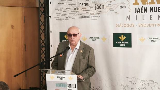 <i>Domingo Bonillo durante su intervención en los Diálogos “Jaén Nuevo Milenio”. / Agustín Muñoz / Diario JAÉN.</i>