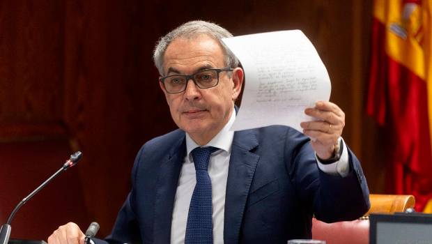 <i>Zapatero durante su declaración en el juicio del caso “Koldo”. / Europa Press.</i>