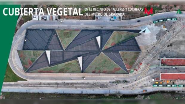 <i>Cubierta verde fotovoltaica del Metro de Granada. / Junta de Andalucía. </i>