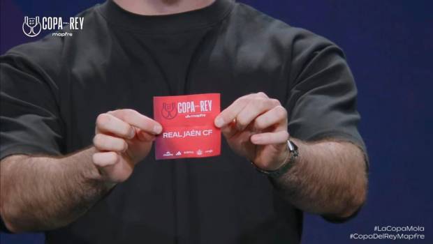 <i>Captura del momento en el que se extrajo la bola del Real Jaén CF en el sorteo de la primera ronda de la Copa del Rey. / RFEF</i>