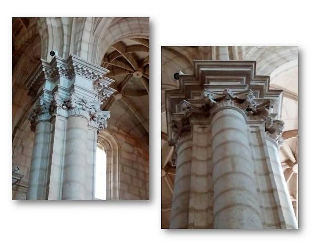 <i>Diferencias de los capiteles de la columnas entre las 1ª fase de Diego de Siloé y 2ª fase de Andrés de Vandelvira. </i>