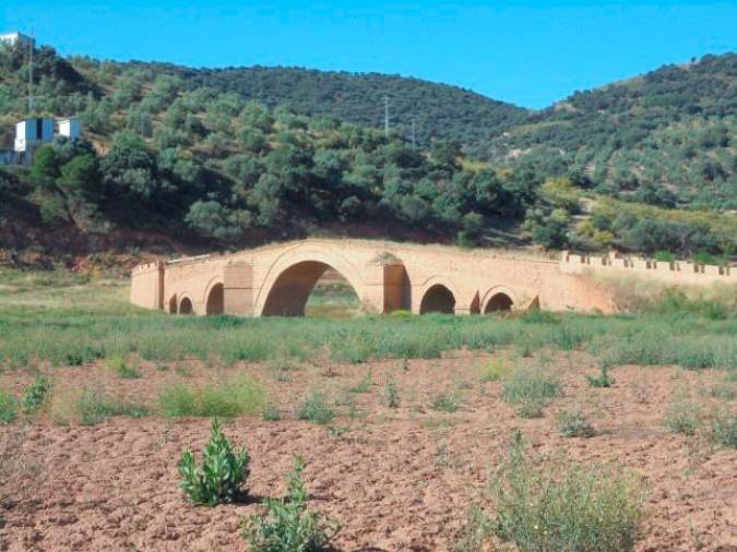 <i>Ribera aledaña al puente Ariza, al fondo la Cañada Real.</i>