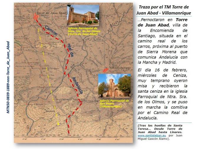 <i>Traza de la ruta por TM de Torre de Juan Abad – Villamanrique (Campo de Montiel).</i>
