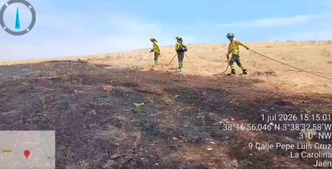 <i>Labores de extinción del cuerpo de bomberos. / Clip del video del Plan Infoca. </i>