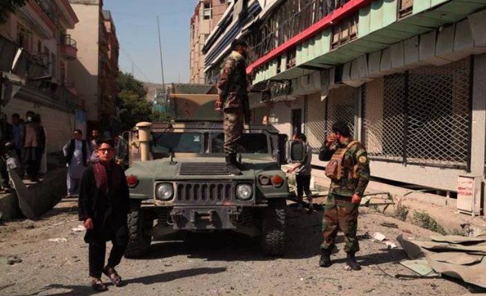 <i>Miembros de las fuerzas de seguridad afganas en Kabul. </i>