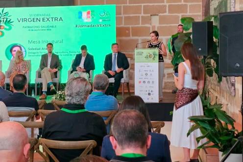 <i>Soledad Aranda durante la inauguración de las sextas Jornadas “Virgen Extra. Patrimonio Saludable”. / Junta de Andalucía. </i>