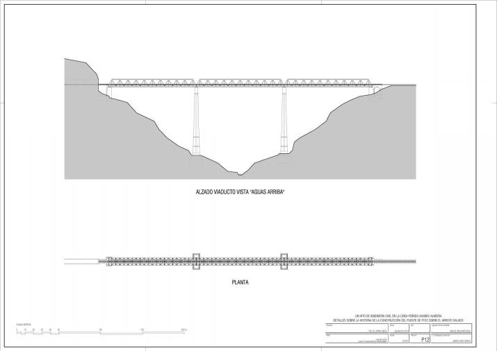 <i>Alzado y planta viaducto “aguas arriba” (proyecto inicial). </i>