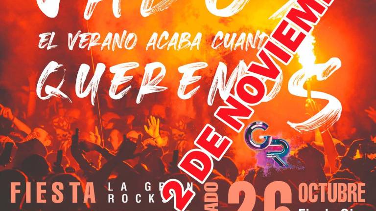 Se aplaza al próximo sábado 2 de noviembre la Fiesta Fin de Verano