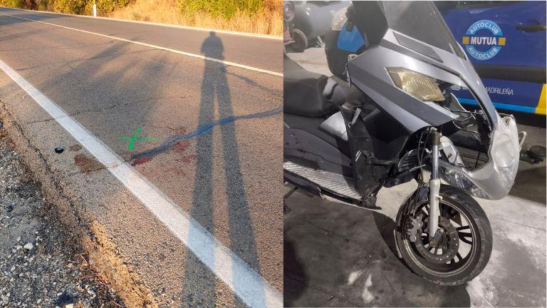 Rastros del accidente ocurrido en la carretera que discurre entre Jaén y Los Villares, a la altura de Jabalcuz. 