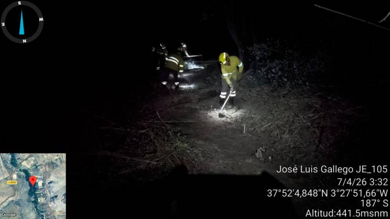 El Plan Infoca trabaja en la extinción del fuego, durante esta pasada noche. / Plan Infoca.