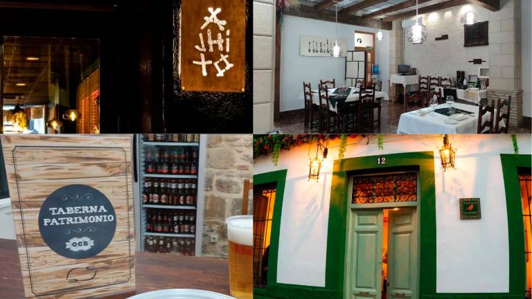 Imágenes del restaurante Ajhito, la taberna Patrimonio, el restaurante Alfonso X y la taberna Chamarín. / Repsol.