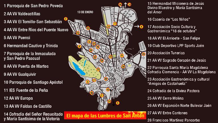 Las lumbres de San Antón iluminarán de punta a punta la capital