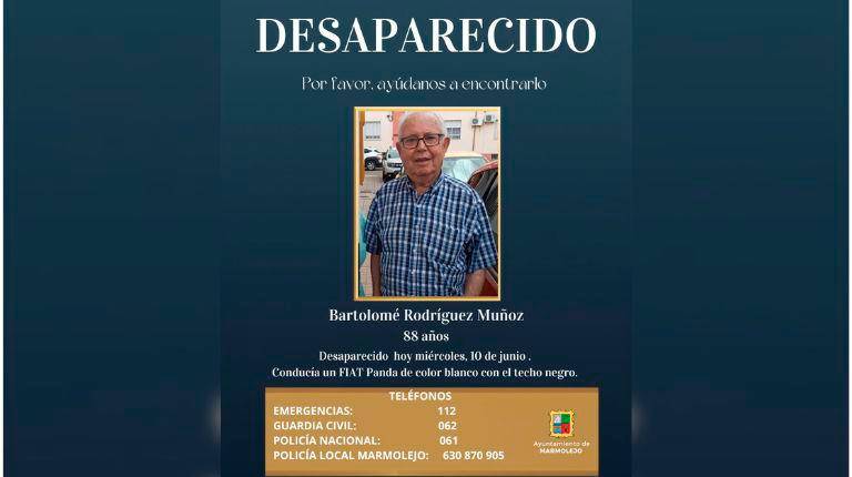 Buscan a un hombre de 88 años desaparecido en Marmolejo