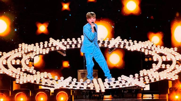 <i>Lucas Paulano en su primer ensayo individual en el Festival de Eurovisión Junior 2026. / RTVE.</i>