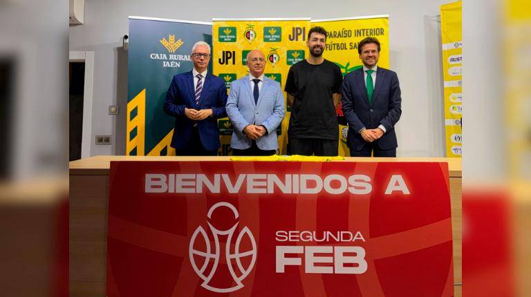 <i>De izquierda a derecha, Juan Gallego, Germán Aguayo, Borja Medina y Álvaro Martínez. / Jaén Paraíso Interior FS. </i>
