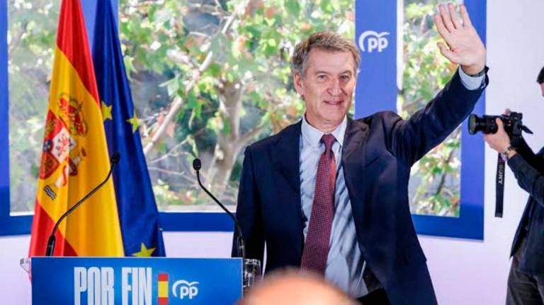 <i>El presidente del Partido Popular, Alberto Núñez Feijóo, preside la reunión de la Junta Directiva Nacional del partido, a 8 de octubre de 2026, en Madrid. / Carlos Luján / Europa Press.</i>