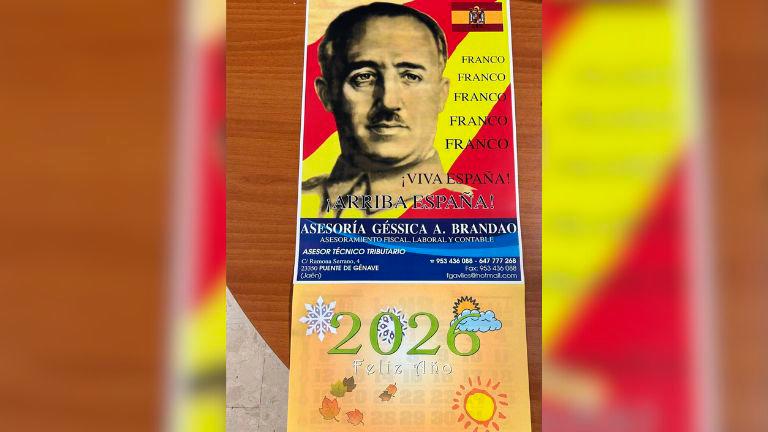 Acusan al alcalde de Puente de Génave de “apología del franquismo” por difundir un calendario con Franco