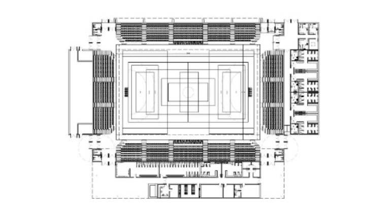 <i>Plano del pabellón con los espectadores sentados.</i>