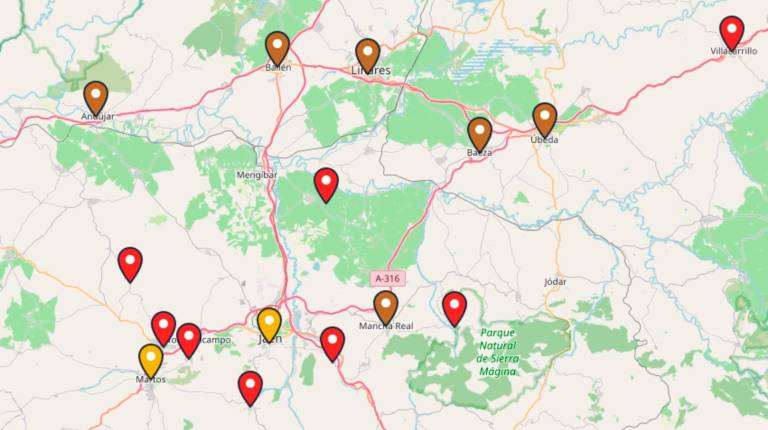 <i>Mapa de los municipios de Jaén que se unen a la movilización nacional en apoyo al pueblo ceutí. / Iniciativa Ciudadana “Por Ceuta”. </i>