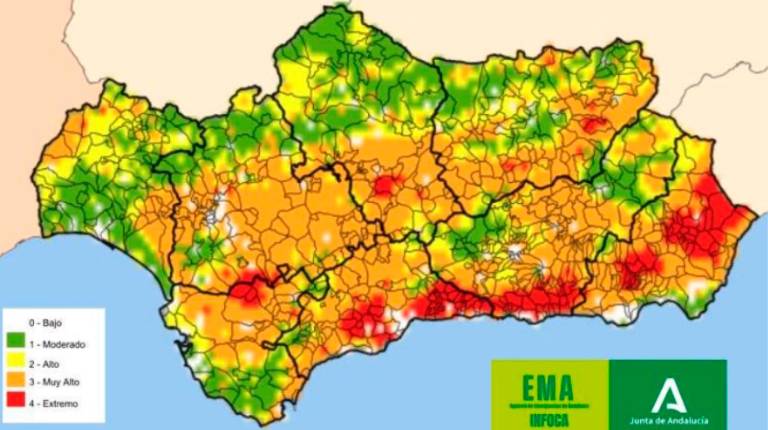 <i>Mapa de Riesgos de Incendios Forestales (II FF) del Plan Infoca. / Plan Infoca. </i>