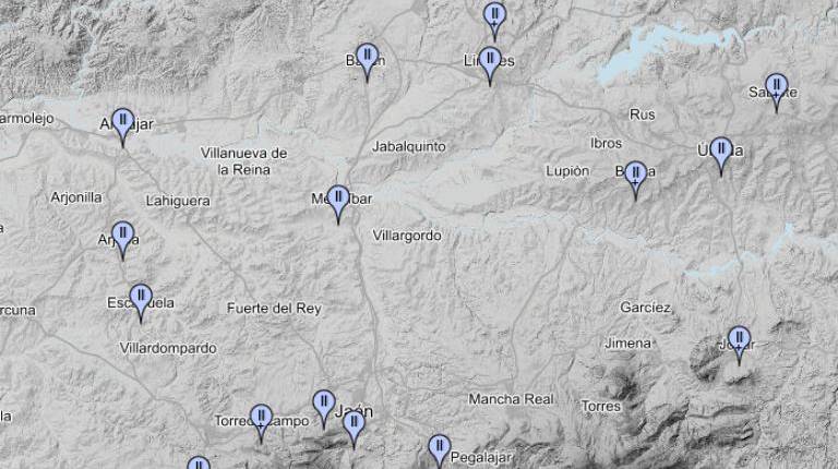 <i>Mapa de los municipios de Jaén que han sentido el segundo terremoto con epicentro en Granada a 18 de agosto. / Instituto Geográfico Nacional (IGN).</i>