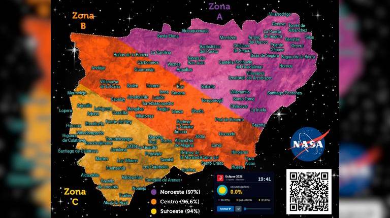 <i>Mapa interactivo en la web Diario JAÉN con la barra inferior reguladora del porcentaje. </i>