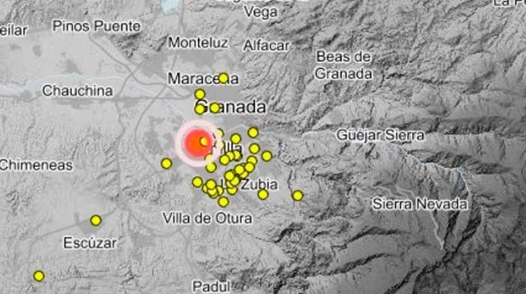 <i>Terremoto de magnitud 3,1 mbLg este miércoles a las 9,54 horas y epicentro en Churriana. / IGN. </i>