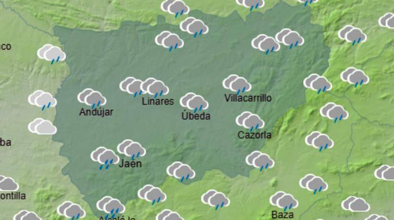 <i>Mapa de hoy de las temperaturas en la provincia de Jaén. / Aemet. </i>