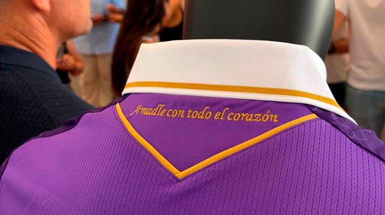 <i>Cuello de la camiseta de la segunda equipación por detrás. / Álex Gómez / Diario JAÉN. </i>