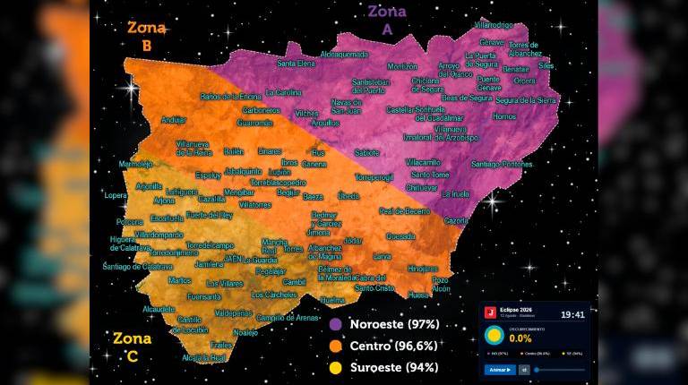 <i>Mapa interactivo en la web Diario JAÉN con la barra inferior reguladora del porcentaje. </i>