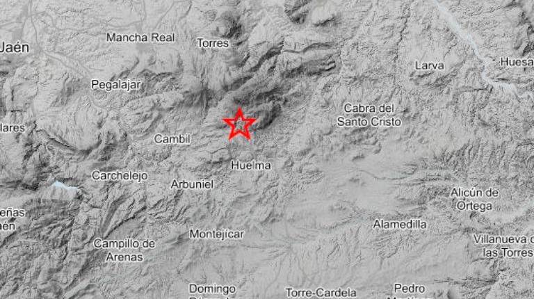 <i>Imagen del Instituto Geográfico Nacional del epicentro del terremoto en Huelma. </i>