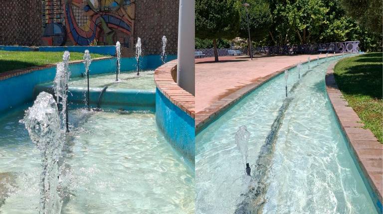 <i>Toberas de los canales de la fuente de la cúpula del parque Bulevar. / Ayuntamiento de Jaén. </i>