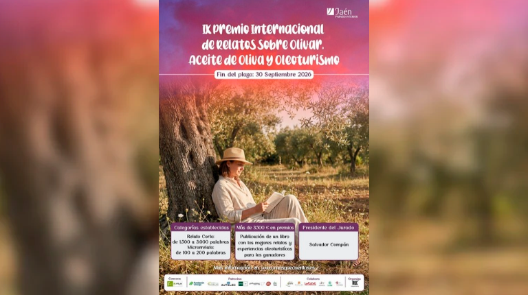 <i>Cartel del IX Premio Internacional de Relatos sobre Olivar, Aceite de Oliva y Oleoturismo. / Europa Press. </i>