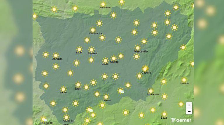 <i>Mapa del tiempo en Jaén a 21 de agosto de 2026. / Aemet. </i>