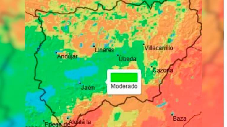 <i>Mapa del riesgo de incendios en la provincia de Jaén. / Aemet. </i>